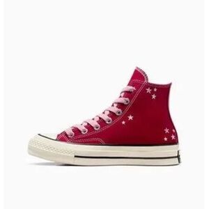 Red Converse Chuck 70 Embroidered Hi-Tops, size 5 womens